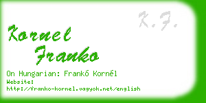 kornel franko business card